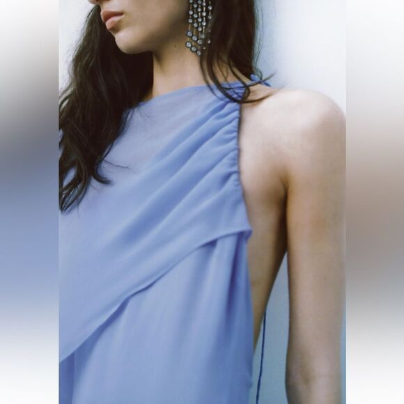 ZARA ASYMMETRIC CAPE DRESS - Picture 14 of 15